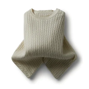 Cashmere-Blend Cable Knit Sweater Ivory cashmere-blend cable knit crewneck sweater