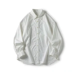 Oversized white cotton poplin shirt