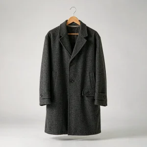 Charcoal wool single-breasted overcoat