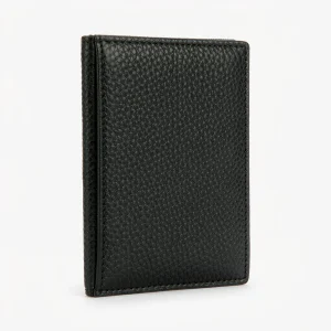 Black pebbled leather card holder